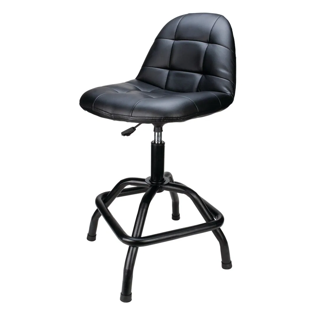 W85031 – PERFORM TOOL Stool, Pneumatic Action Synthetic Leather Foam Padded Seat 360 Degree Swivel 330 Pound Weight C...